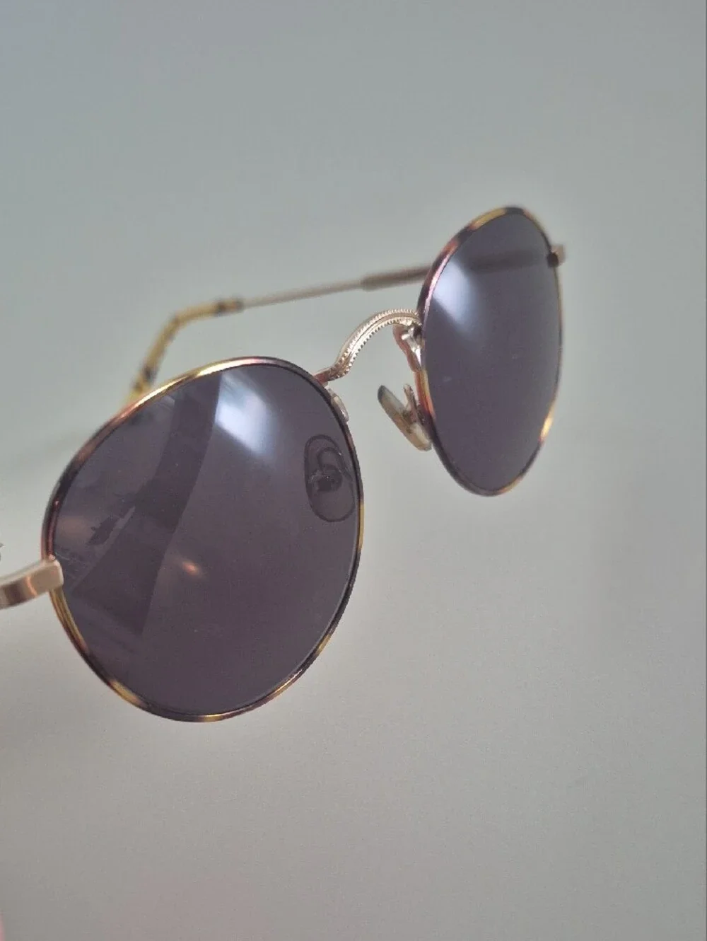 New Crap Eyewear - Round Light Tortoiseshell Frame Sunglasses with Gold Accents